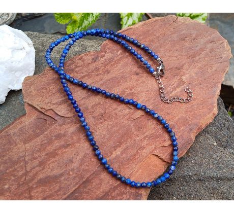 Broušený lapis lazuli 3 mm přírodní minerálový náhrdelník