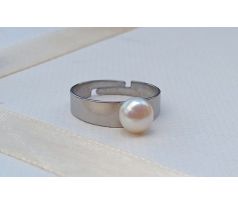 Perlový prstýnek s bílou říční perlou na chirurgické oceli