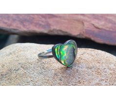 Abalone paua perleť srdce postříbřený prstýnek