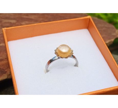 Perlový prstýnek s růžovou říční perlou na chirurgické oceli