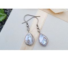 Perlové náušnice z šedých říčních perel na chirurgické oceli