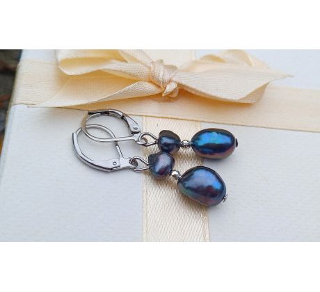 Říční velké perly perlové náušnice na chirurgické oceli