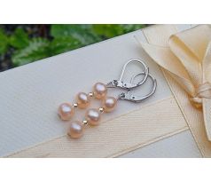 Růžové říční perly náušnice na chirurgické oceli perlové náušnice