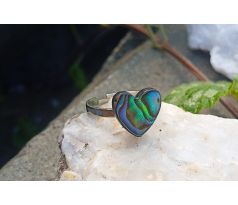 Prstýnek s novozélandskou abalone paua perletí na chirurgické oceli