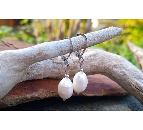 Říční perly 12 mm perlové náušnice na chirurgické oceli