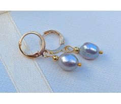 Šedé říční perly náušnice na pozlacené chirurgické oceli, top kvalita