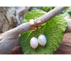 Říční velké perly pozlacené perlové náušnice, chirurgická ocel