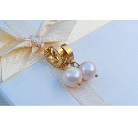 Mořské perly 11 mm perlové náušnice na pozlacené chirurgické oceli