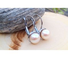 Růžové mořské perly perlové náušnice na chirurgické oceli