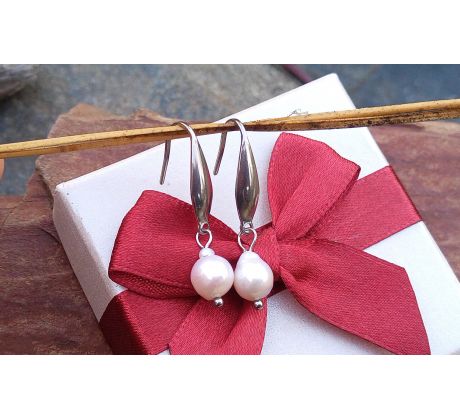 Barokní říční perla postříbřené perlové náušnice