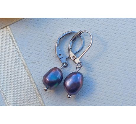 Říční perly 10 mm perlové náušnice na chirurgické oceli